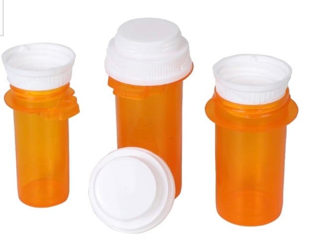 Pill Bottles Reversible Cap Amber