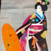 Vintage Geisha Girl Scrolls Japan Hand Painted On Rice Paper Set Of 4 Signed .