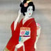 Vintage Geisha Girl Scrolls Japan Hand Painted On Rice Paper Set Of 4 Signed .