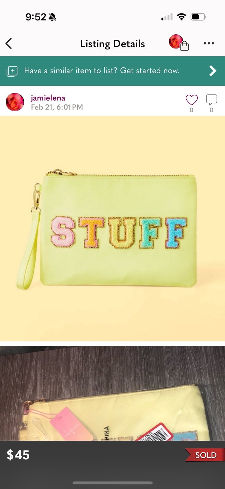 STONEY CLOVER LANE X TARGET YELLOW FLAT STUFF POUCH WRISTLET BAG PURSE