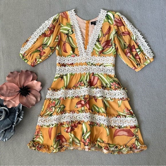 PatBo floral Zebrina Print Yellow Dress 10