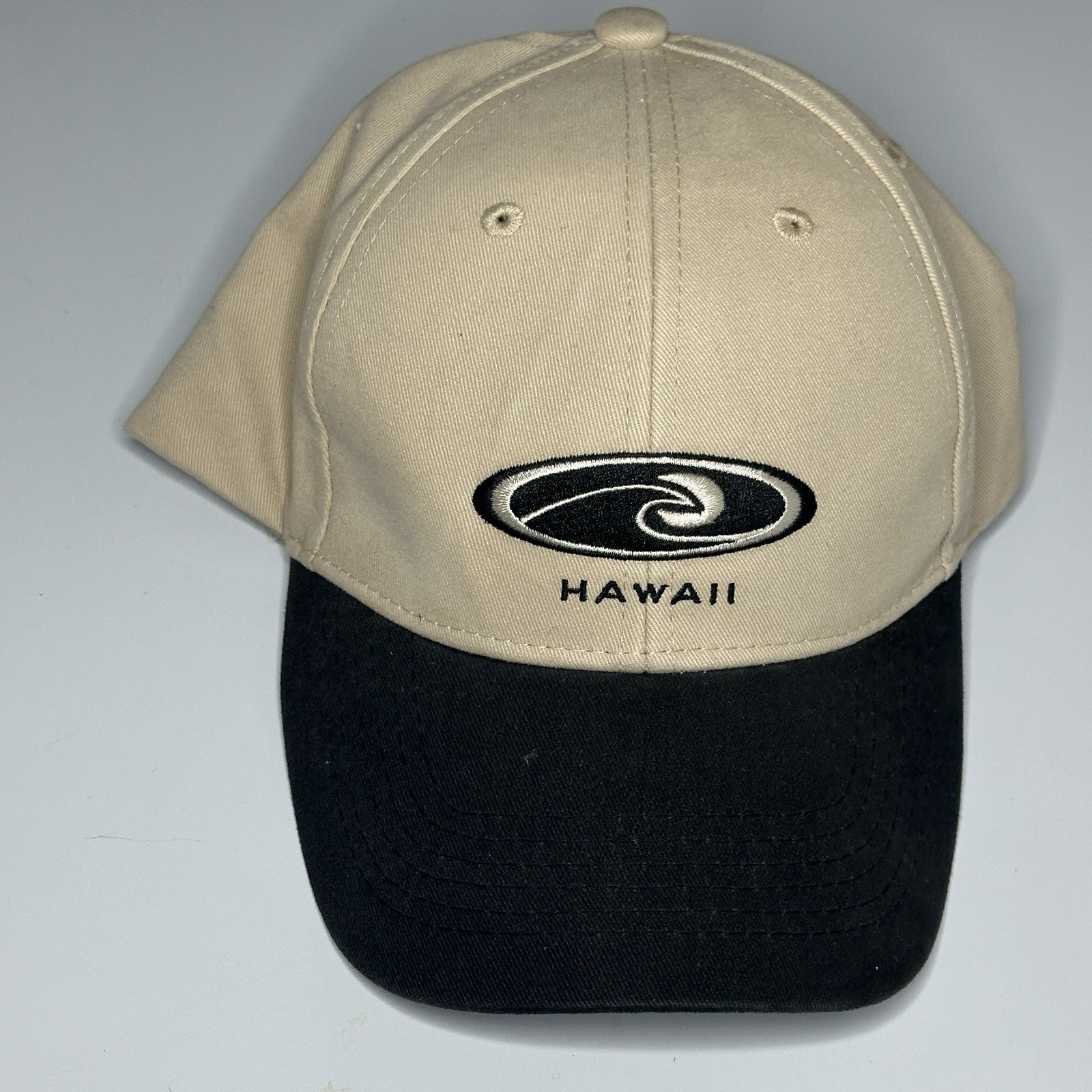 Vintage Hawaiian Headwear ABC Surfwear Khaki/Black Metal Clasp Adj Baseball Hat