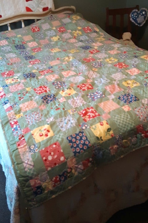 Reproduction Feedsack Quilt, Twin Size