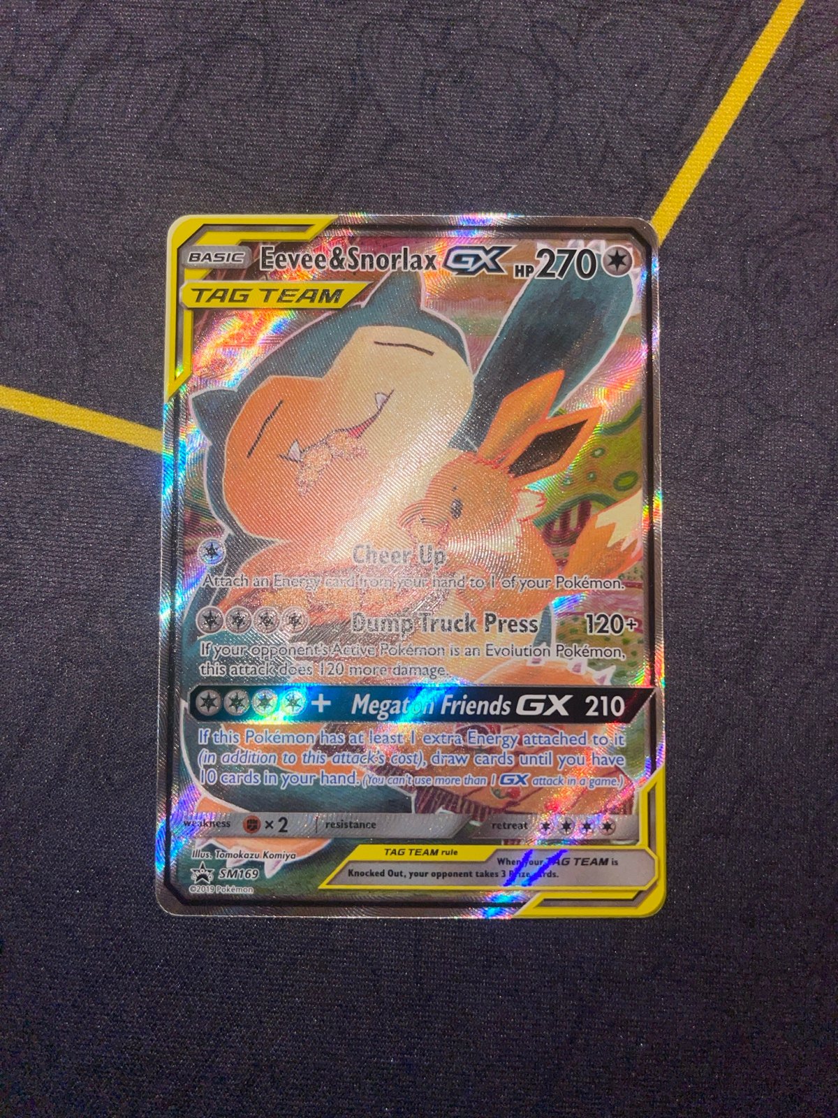 Pokémon Card Eevee & Snorlax GX SM169 Sun & Moon Tag Team Black Star Promo Res.