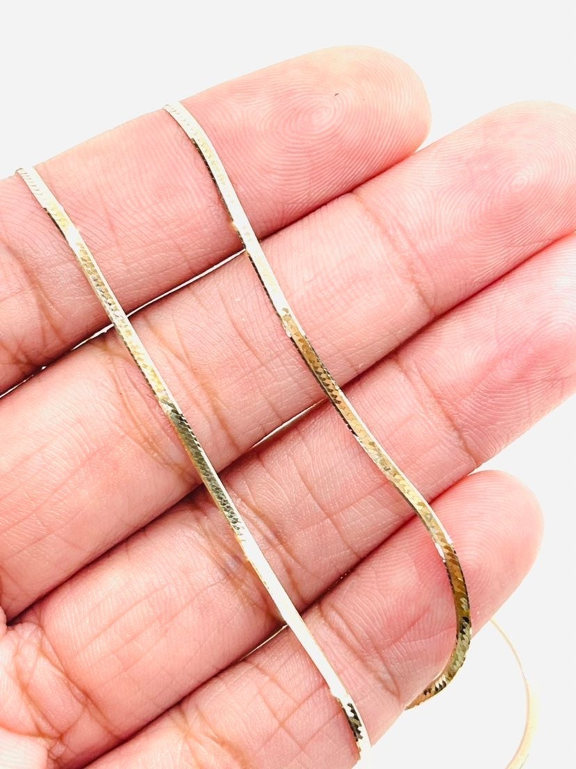 10K Solid Gold 1.5mm Herringbone flat chain