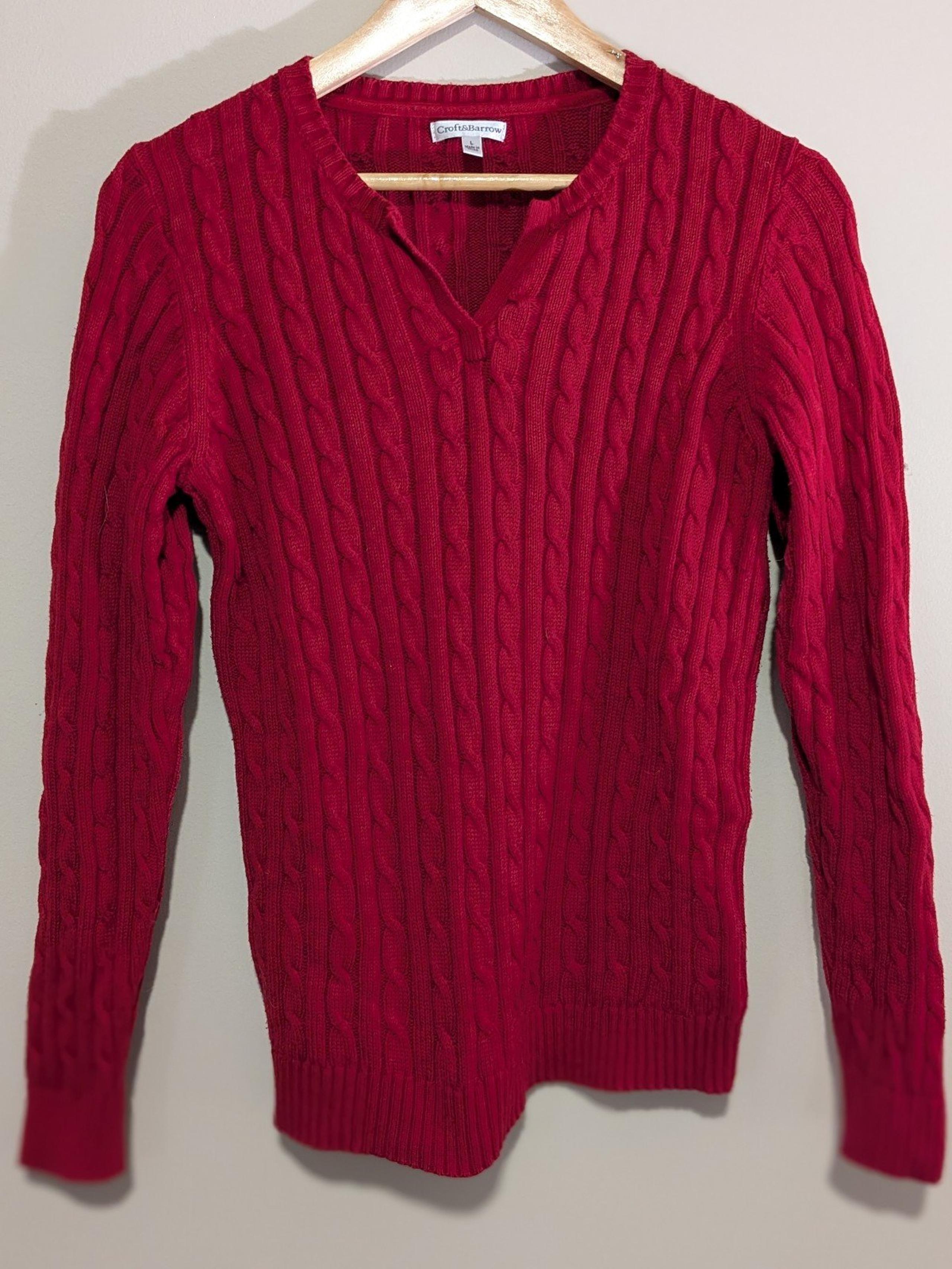 Croft & Barrow Red Sweater with Cable Detailing - Women's Size L