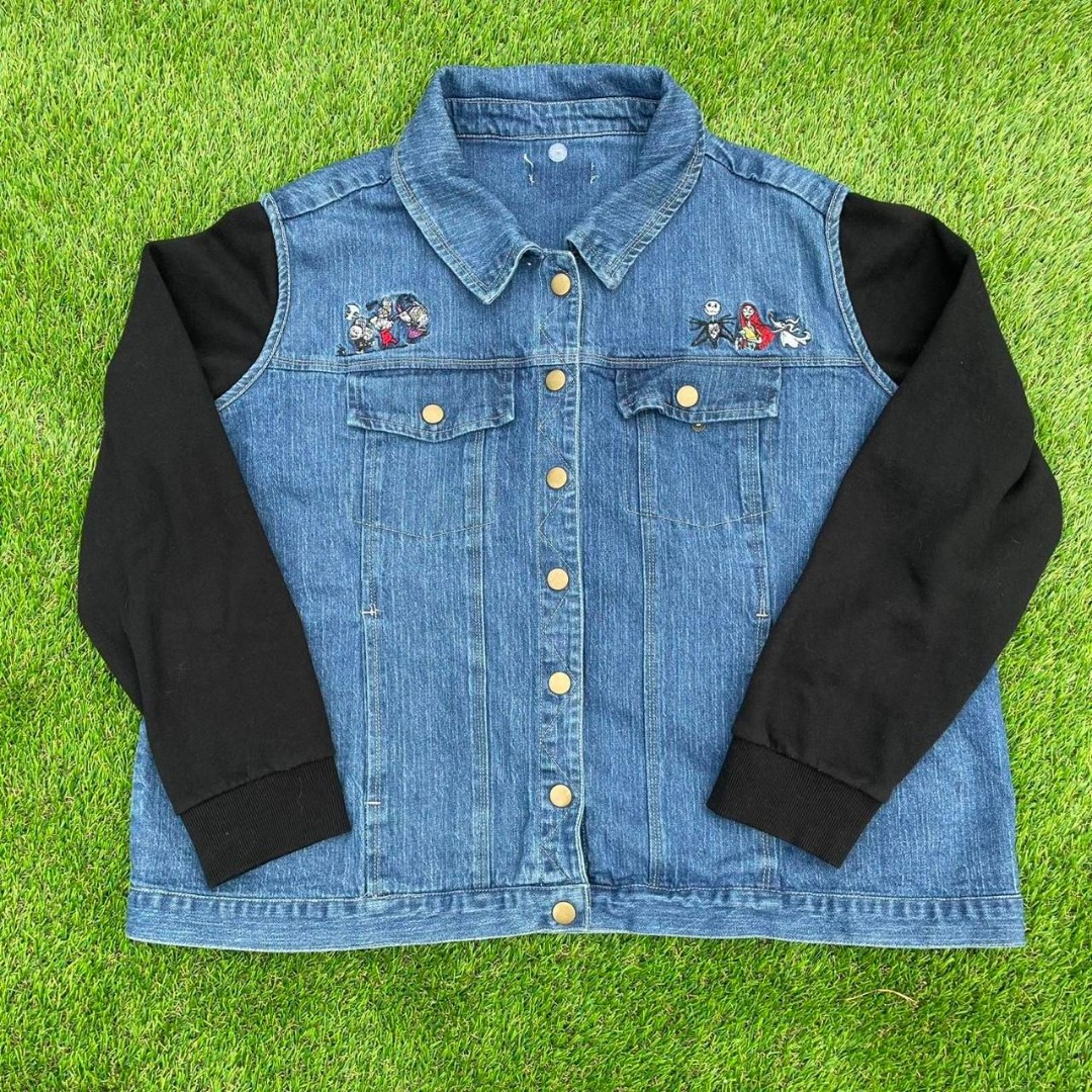 Disney Nightmare Before Christmas embroidered stitched denim jacket size L/XL