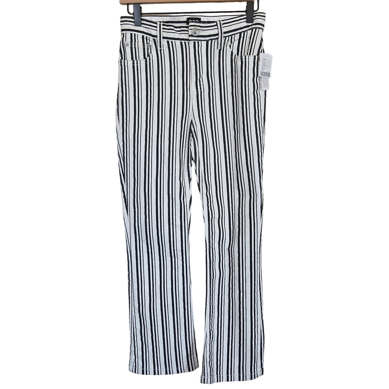 BDG UO Kick Flare High-rise Cropped Jean Black White Striped Women's 25 Casual