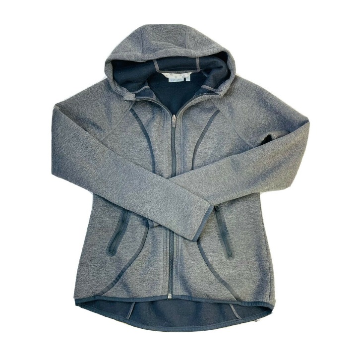 Athleta Womens Small Fuse Full Zip Hooded Sweatshirt Jacket Gray