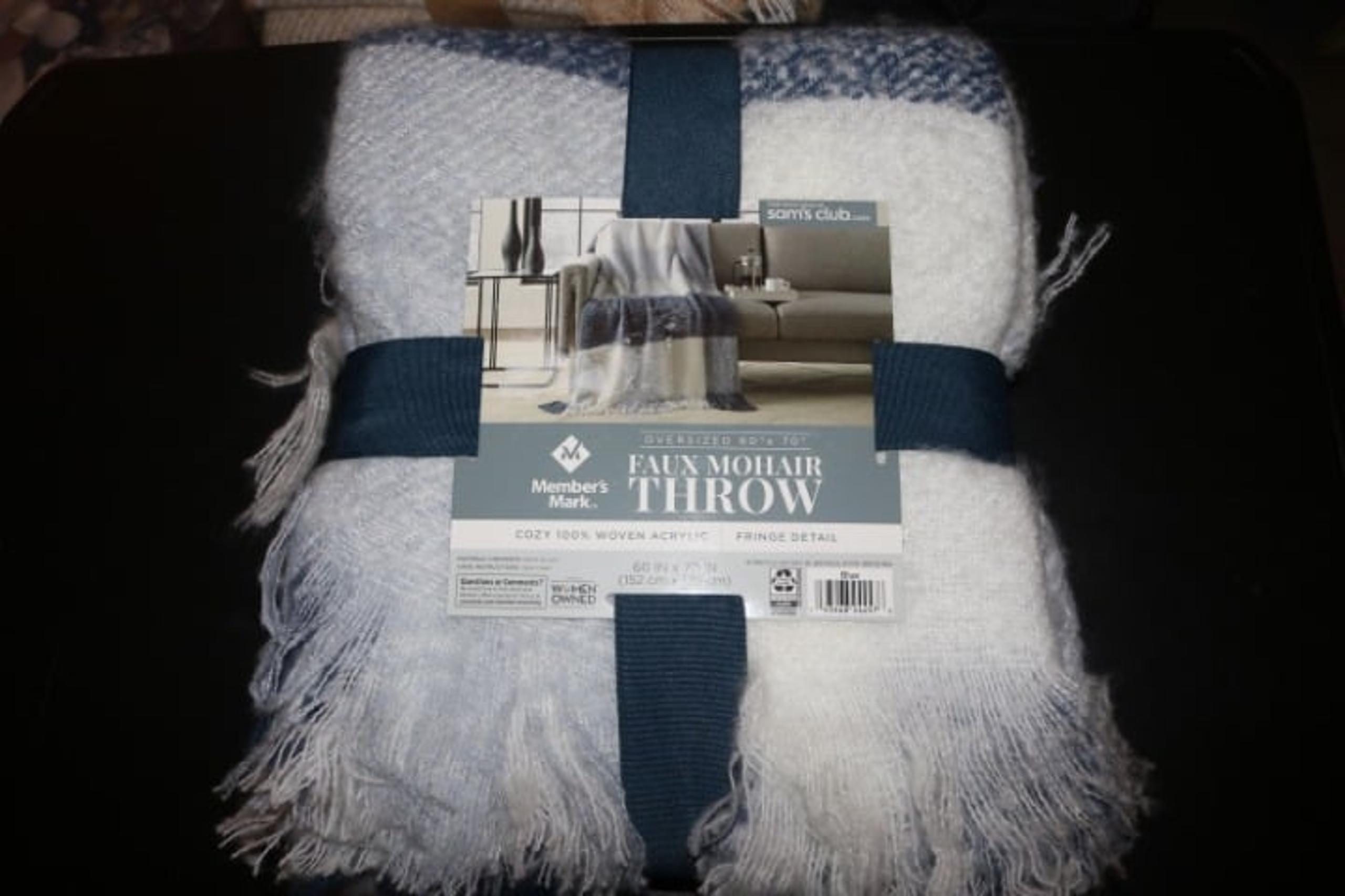 Members Mark oversize faux Mohair throw 60x70 NWT blue