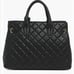 Badgley Mischaka Collection black lg quilted tote with padlock & double strap