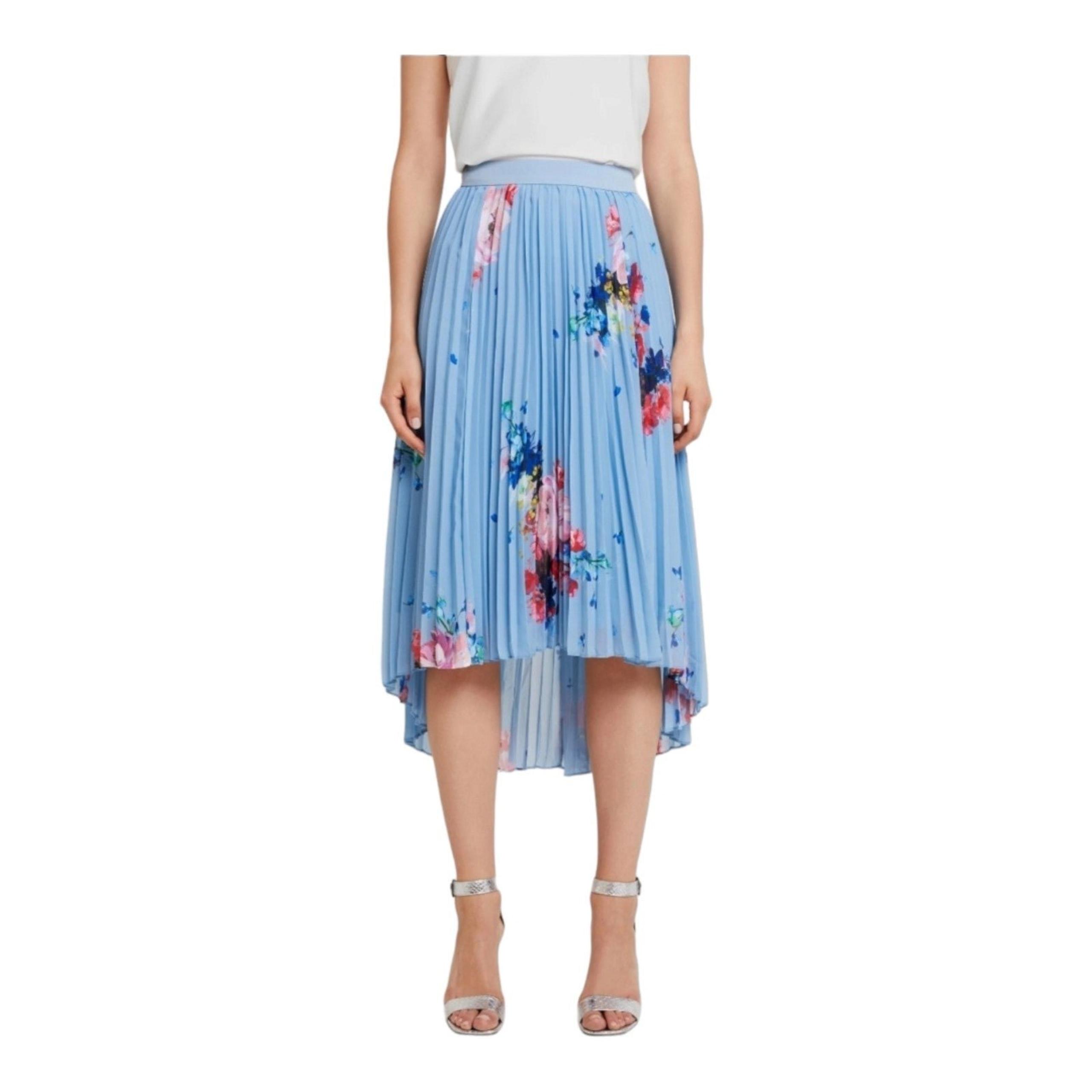 Ted Baker Harrpa Raspberry-Ripple-Print Pleated Skirt NWOT