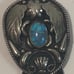 Vintage 1995 Metal Bolo Tie, Alpaca Silver and Blue Turquoise Stone, Shells