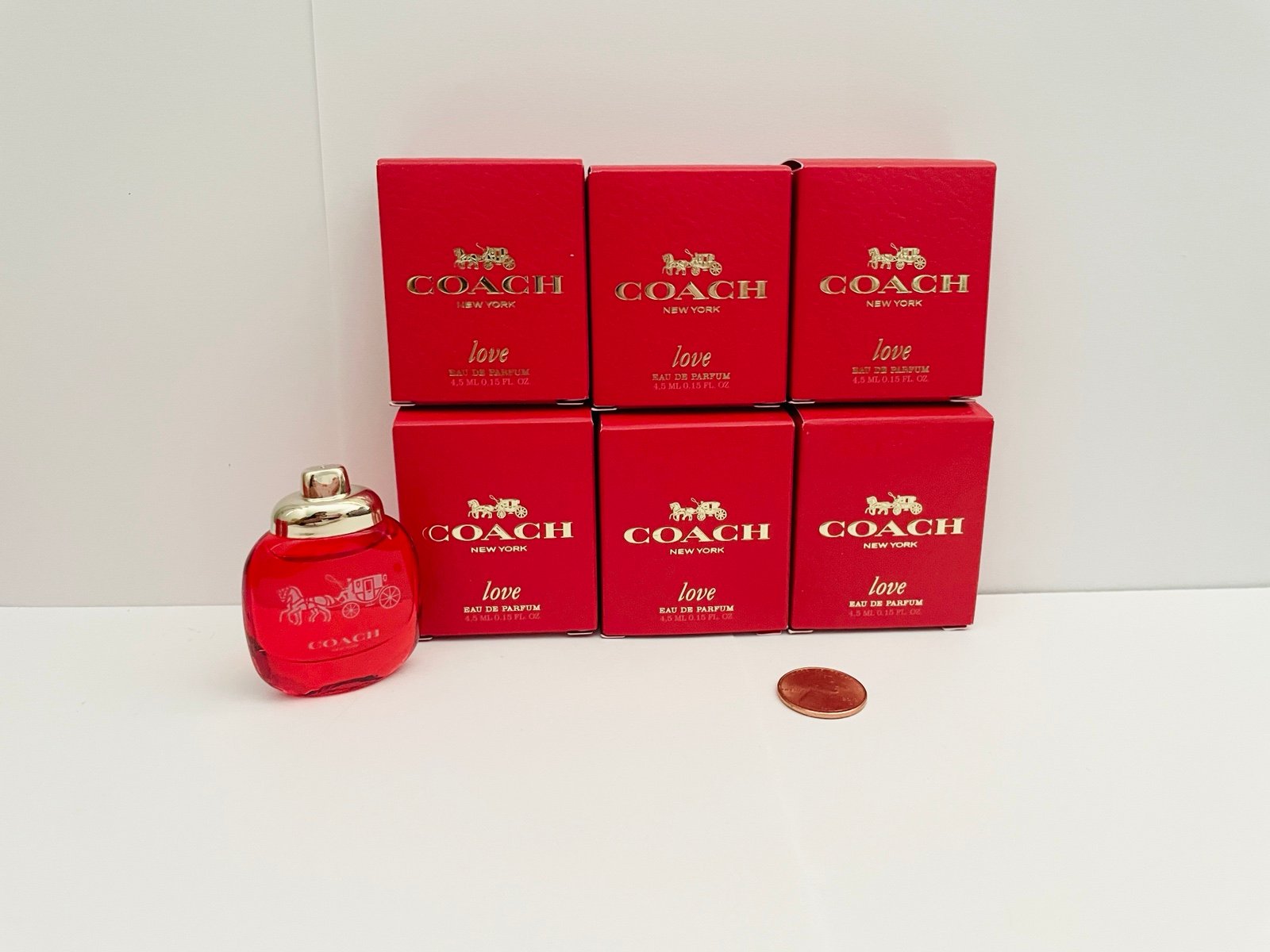 6 Coach Love Eau de Parfum 0.15 oz 4.5 ml Mini Splash Dabber Travel Size.