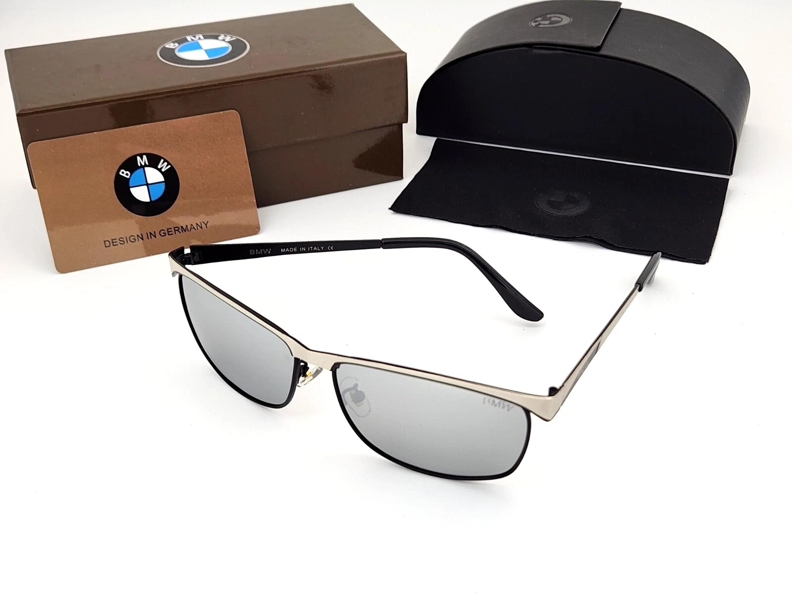 Polarized BMW Metal Sports Sunglasses Silver Frame Silver Mirror Lens NEW BW18