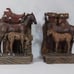 Bookends Western Style Horse With Foal Colt Saddle Heavy Resin Wood Look
