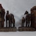 Bookends Western Style Horse With Foal Colt Saddle Heavy Resin Wood Look