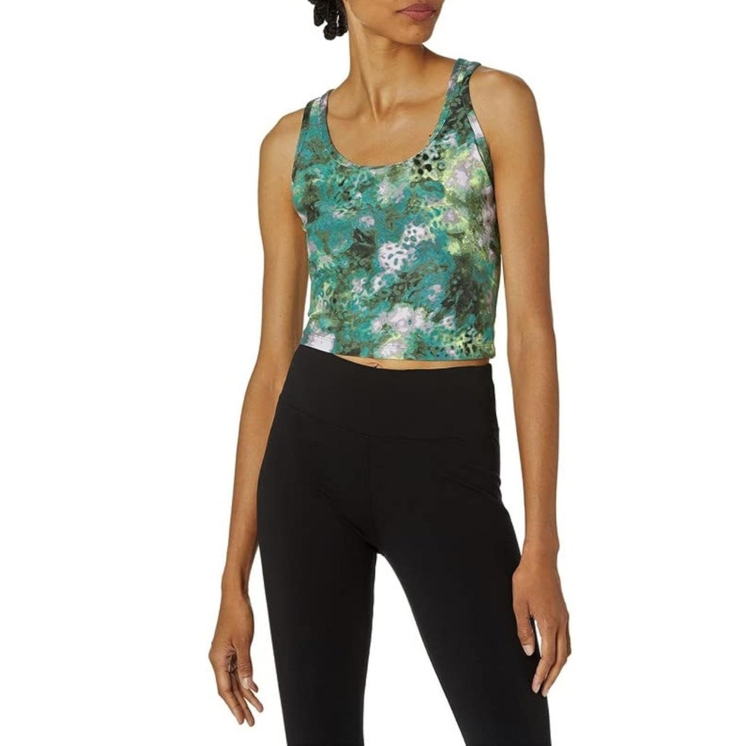 Calvin Klein XS Performance Printed Racerback Cropped Tank Top Ice Leopard