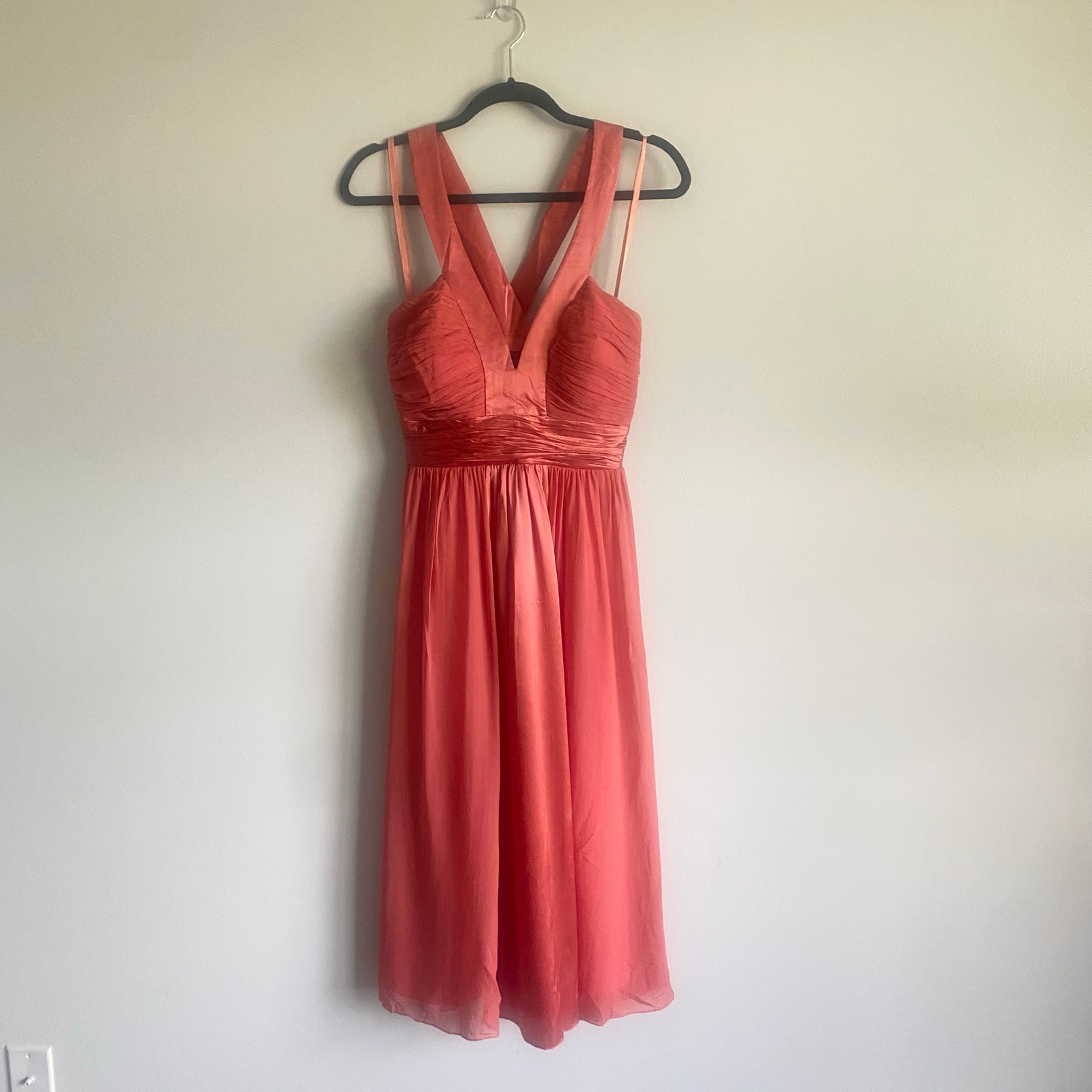 Max and Cleo 100% Silk Pink Midi Chiffon Dress Formal Sleeveless Size 8