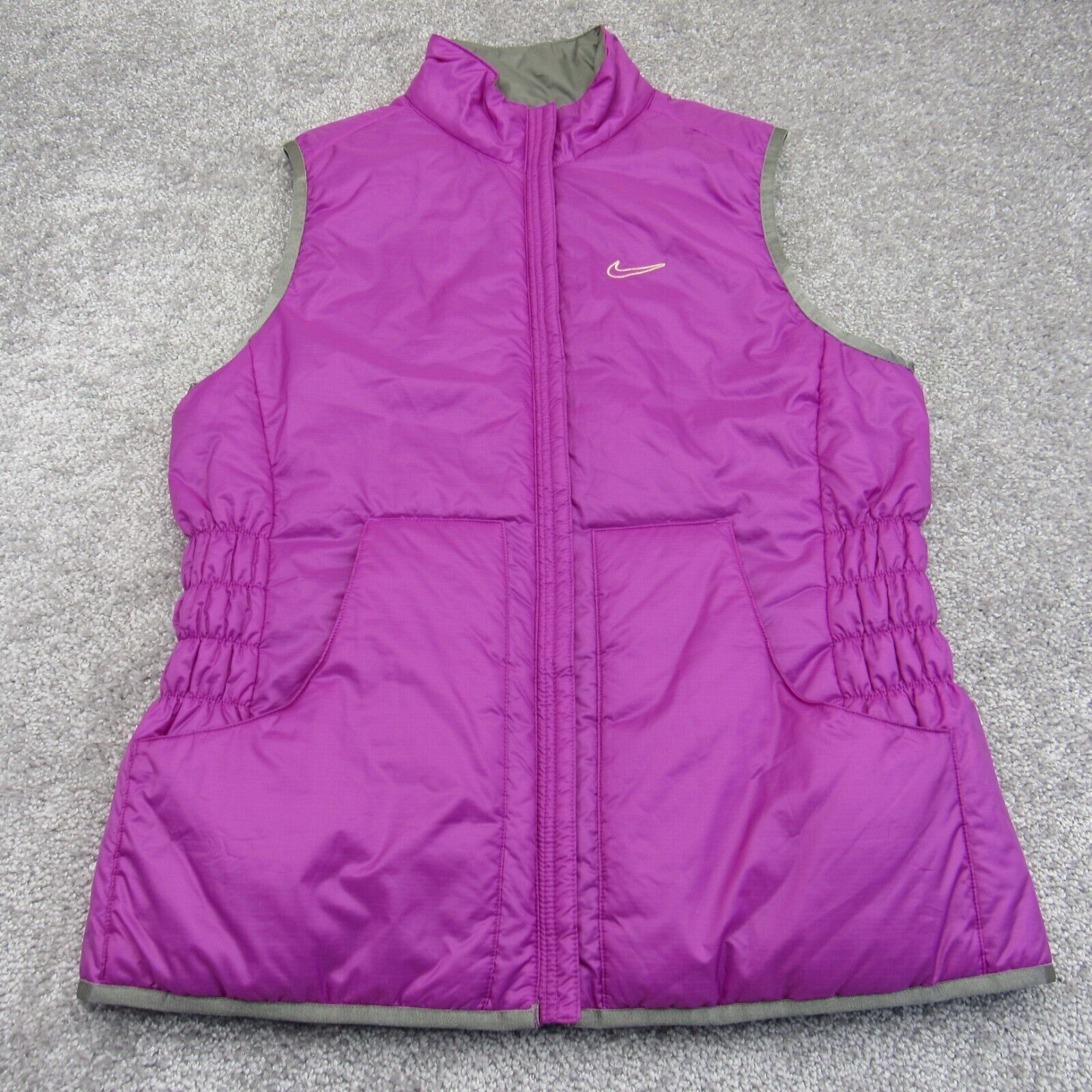 Nike Golf Vest Jacket Women's M Purple Reversible Mock Neck Logo Full Zip