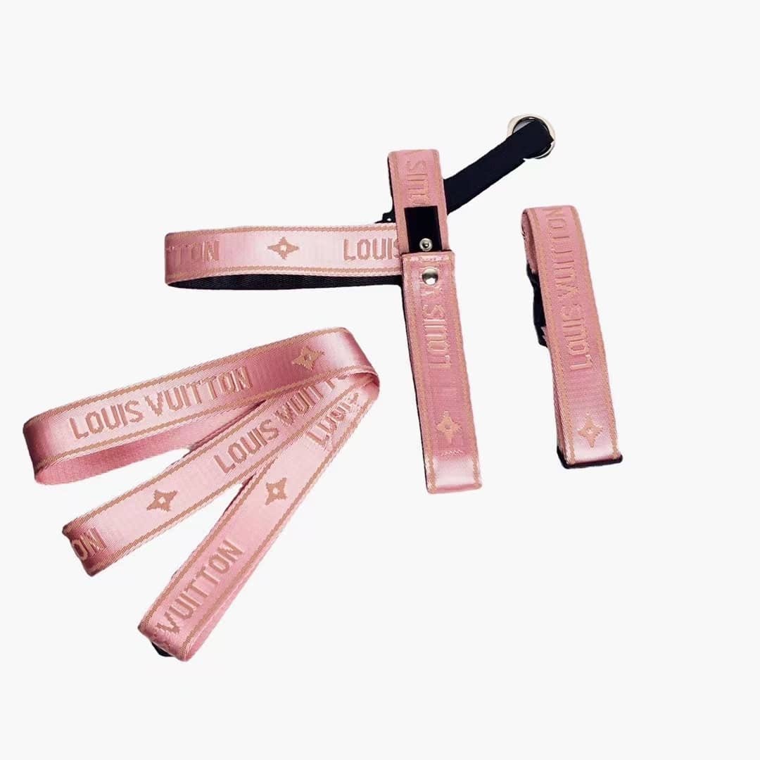 Varsity Pet Harness Set - Baby Pink