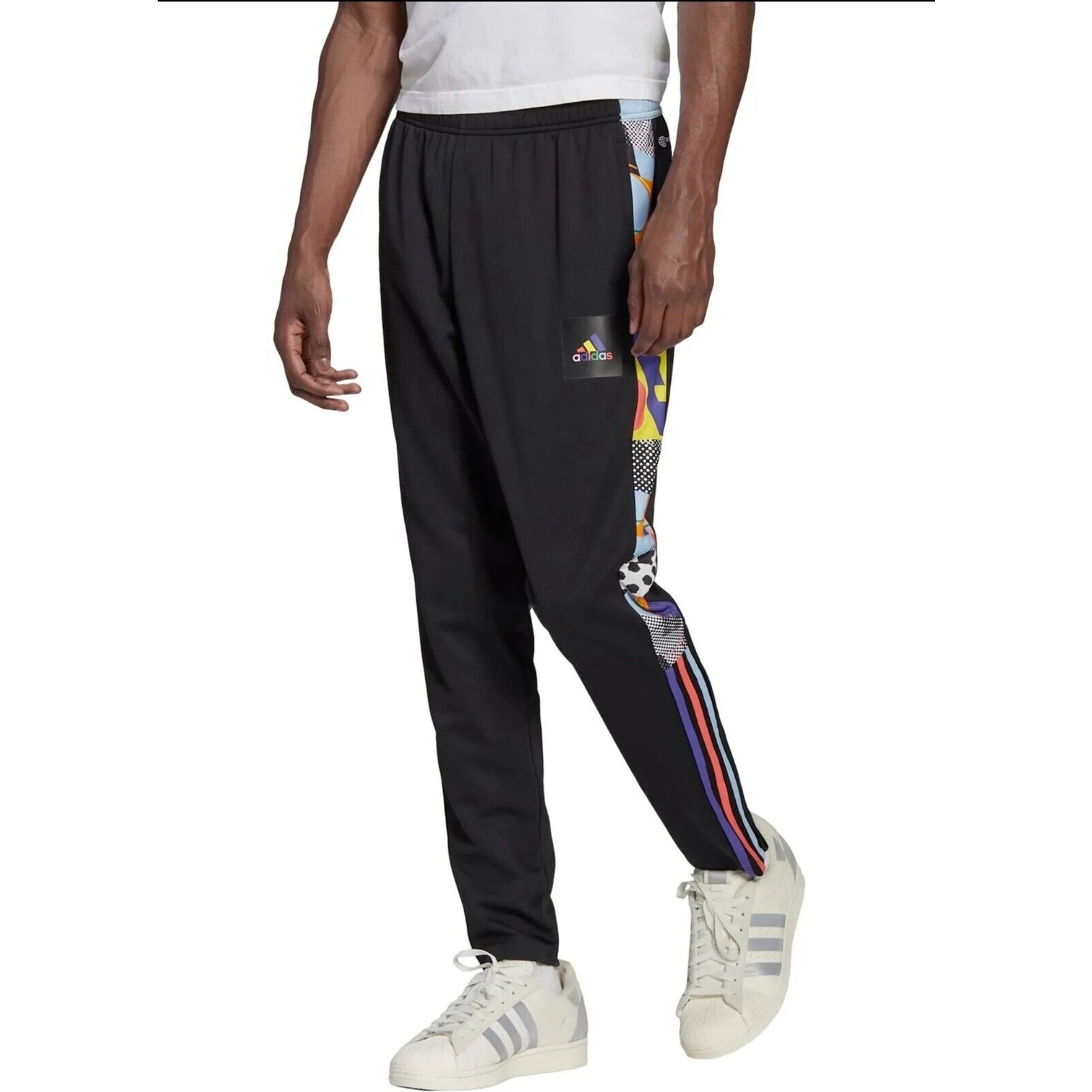 Adidas Men's Tiro Pride Track Pants, Black/Multicolor Size XL