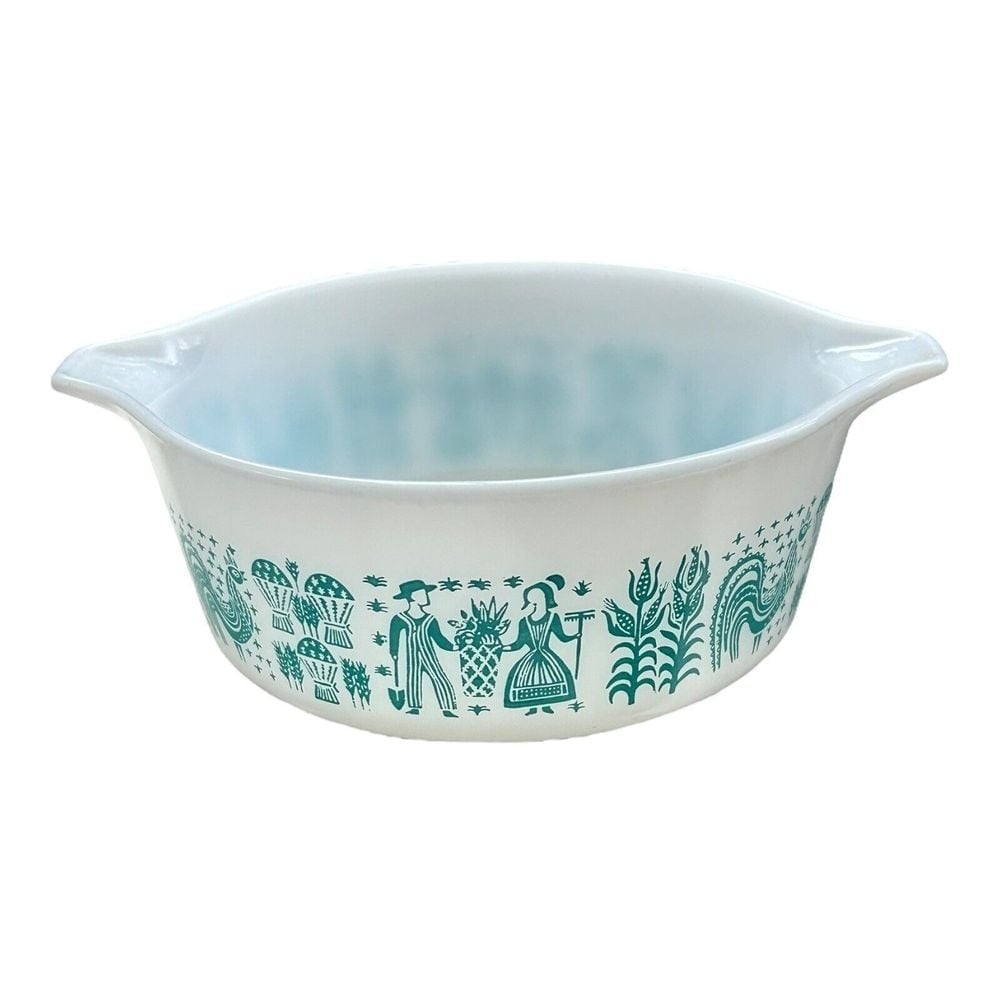 PYREX Amish Butterprint TurquoiseCasserole Dish #472 With Lid #470