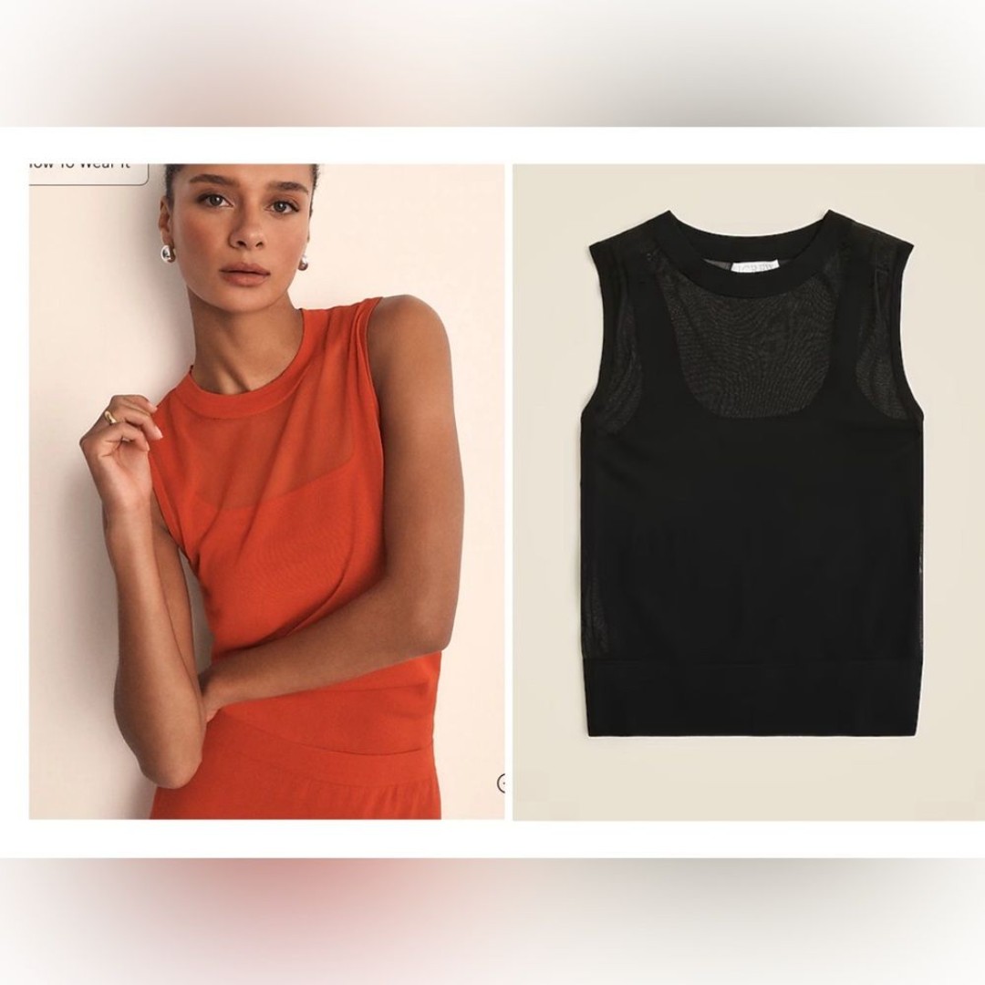 NEW J. Crew Women's Slim Fit Layered Lightweight Gauzy Sweater Shell Classic L