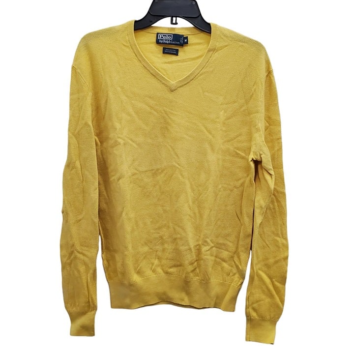 Polo by Ralph Lauren Men's Vintage Yellow Cashmere Blend V-Neck Sweater Size M