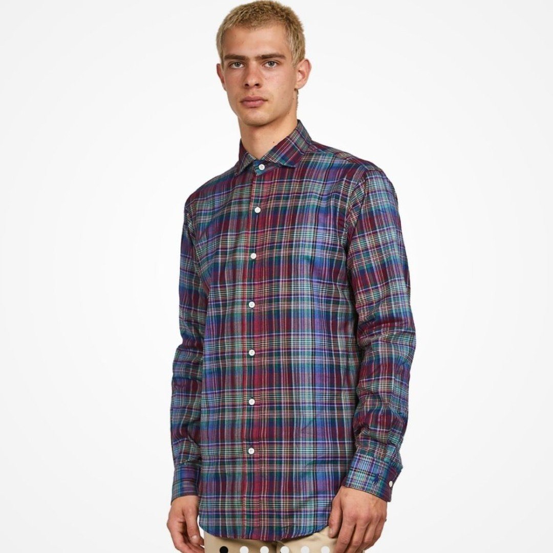 Ralph Lauren Men’s Long sleeve button up plaid shirt | Men’s XL burgundy blue