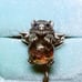 Sterling cat S925 adj ring w/blue sapphire eyes & garden quartz sphere