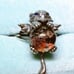Sterling cat S925 adj ring w/blue sapphire eyes & garden quartz sphere