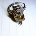 Sterling cat S925 adj ring w/blue sapphire eyes & garden quartz sphere