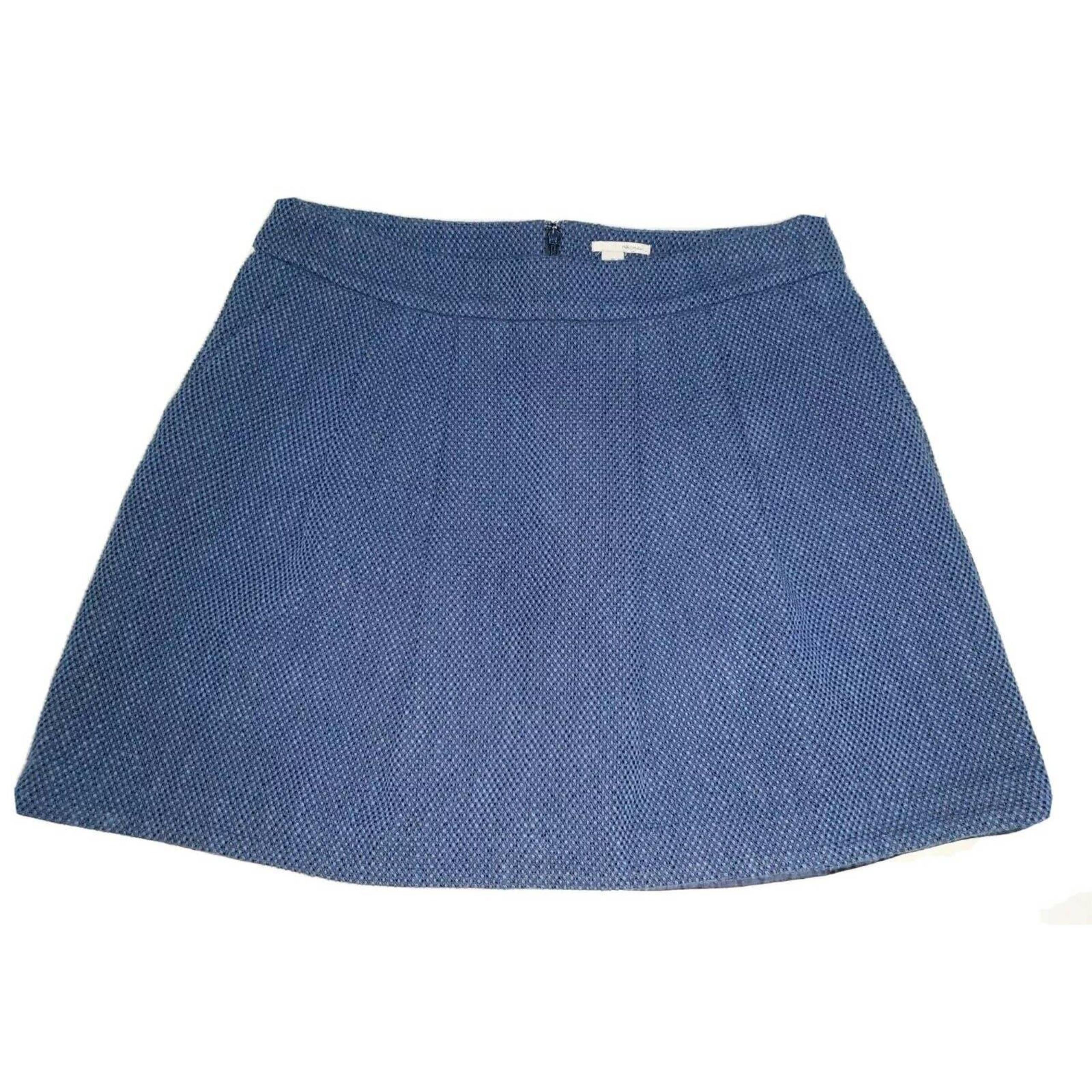 Halogen Womens Size 12 Pleated Tweed A-Line Skirt Mini Blue Pockets