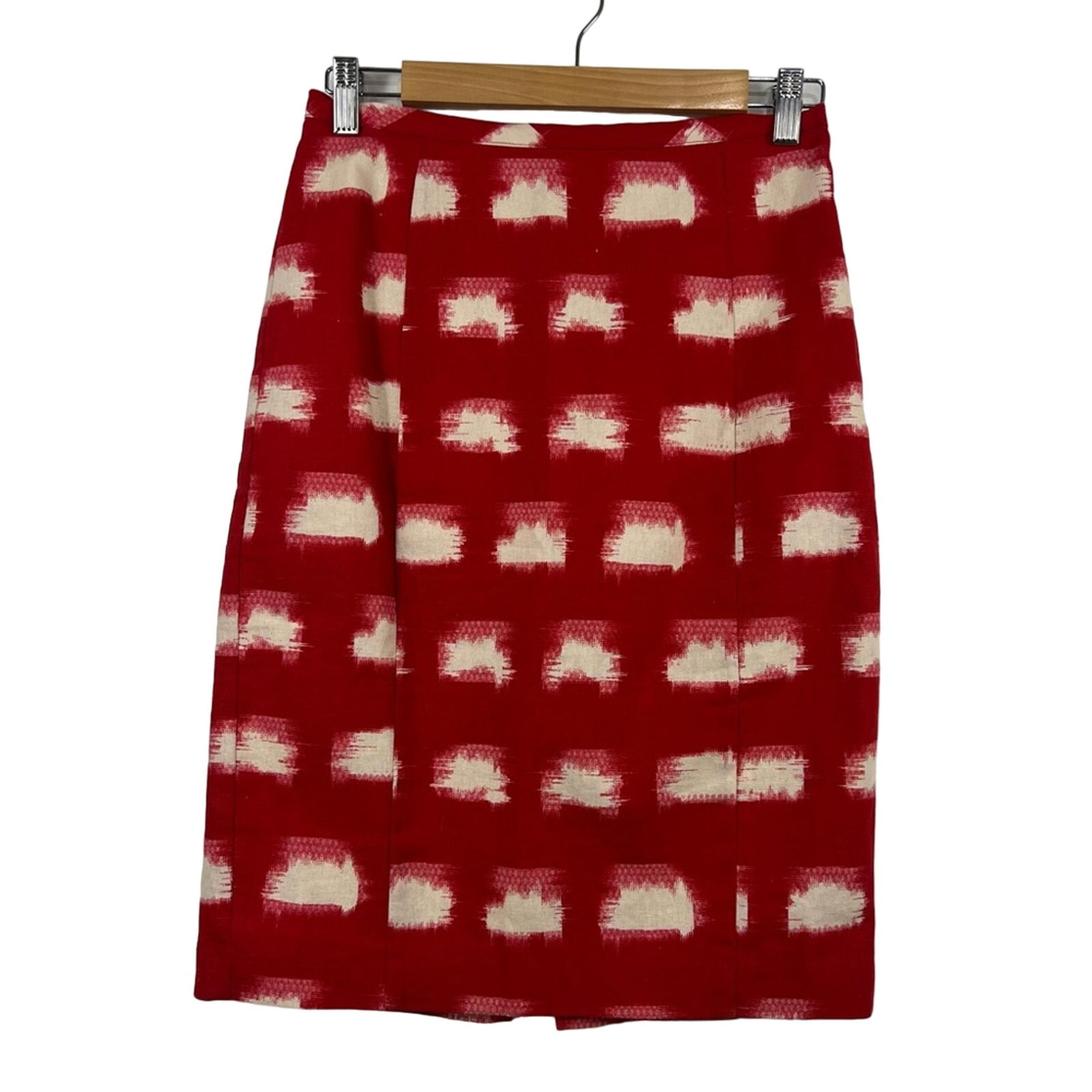 Anthropologie Corey Lynn Calter Red White Printed Linen Cotton Pencil Skirt