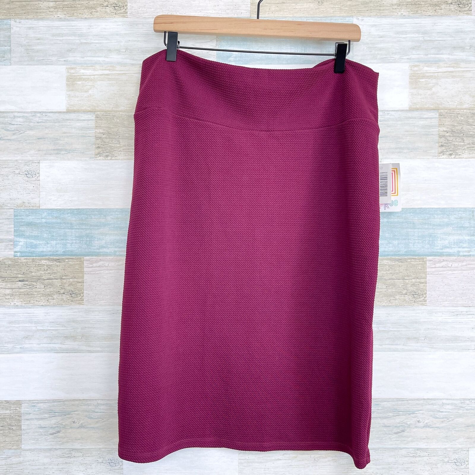 LuLaRoe Cassie Stretchy Pencil Skirt Burgundy Red Solid Womens Plus Size 3XL