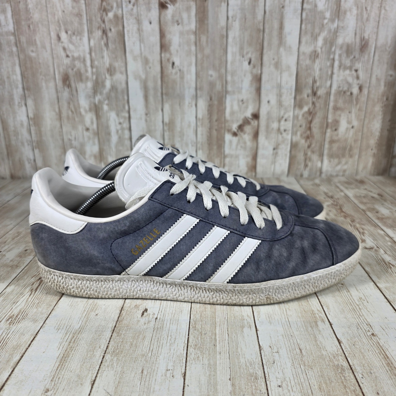 Adidas Gazelle Casual Suede Sneakers Blue White Stripes Mens Size 12