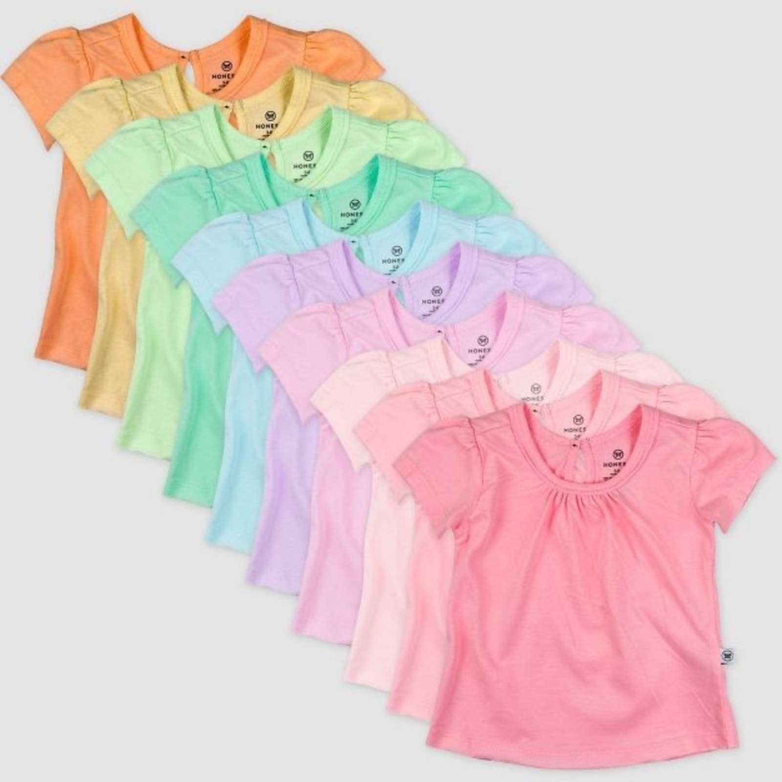 Honest Baby Girl Pastel shirts 10pk Rainbow Organic Cotton NWT SZ 0-3M gift !