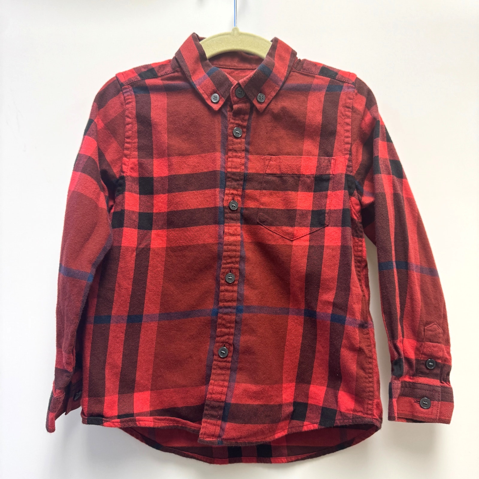 Burberry Children Red Checkered Long Sleeve Button Down Sz 4Y