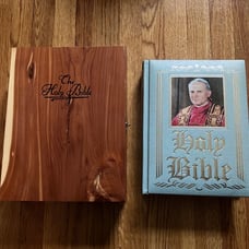 The Holy Bible Pope John Paul II Edition cedar case