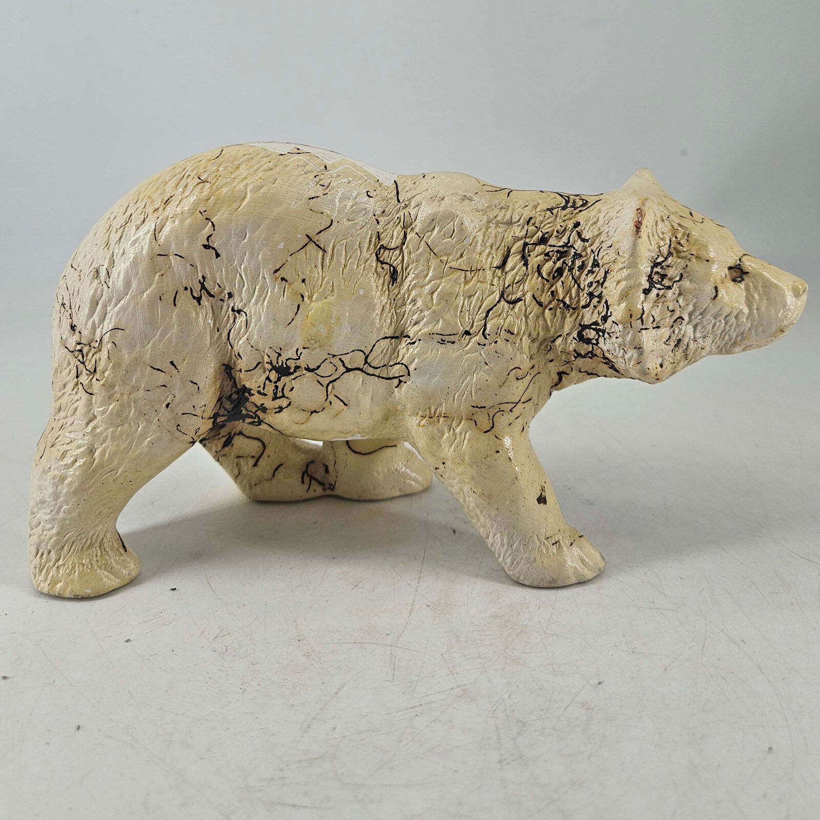 Artist signed Horsehair Pottery looking glazed bear Figurine