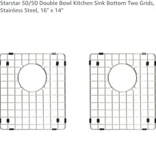 NEWStarstar 50/50 Double Bowl Kitchen Sink Bottom Two Grids Stainless Steel16x14