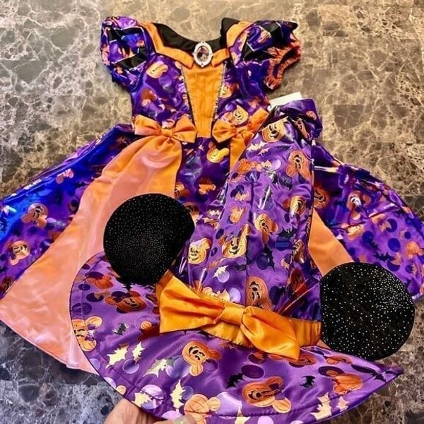 NEW Minnie Mouse Witch Costume & KIDS SZ 4 & Hat OS 2-pc Set Disney Parks 2024