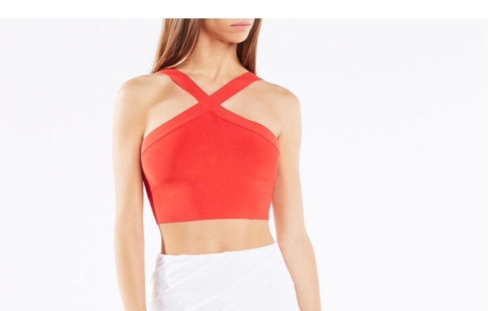Bcbg jayla red halter crop top