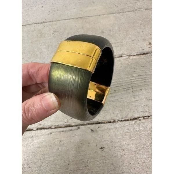Alexis Bittar Handcrafted Carved Lucite Hinged Bracelet