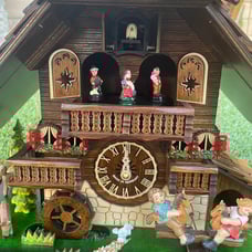 Large German Cuckoo Clock - The Seesaw Mill Chalet with Quartz Move