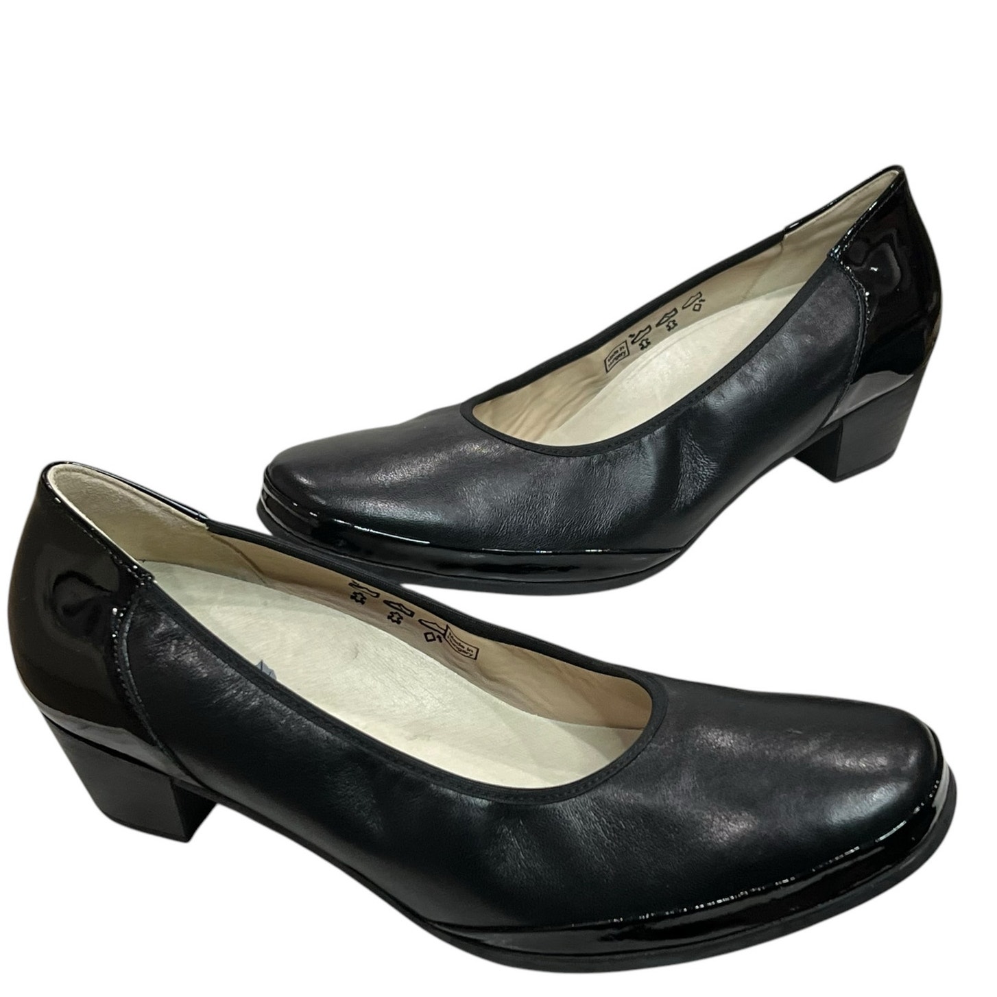 Waldlaufer Dress Pump Shoes Womens US 10 Black Patent Leather Block Heel Comfort