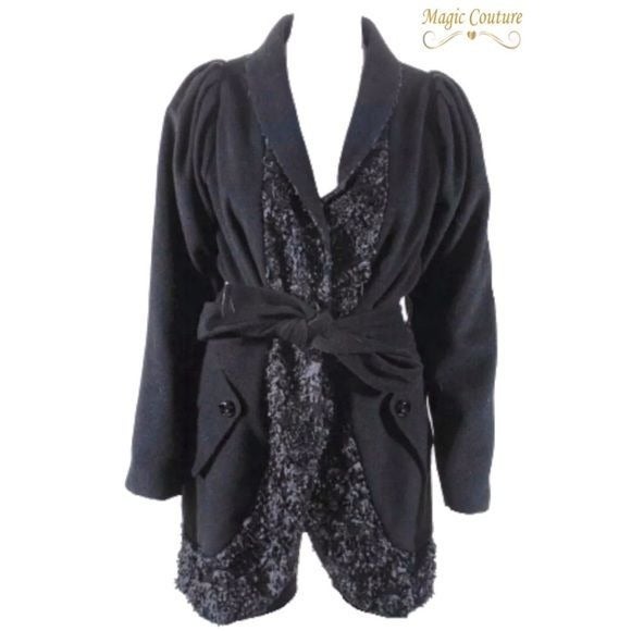 Samuel Dong Flower Lined Black Coat