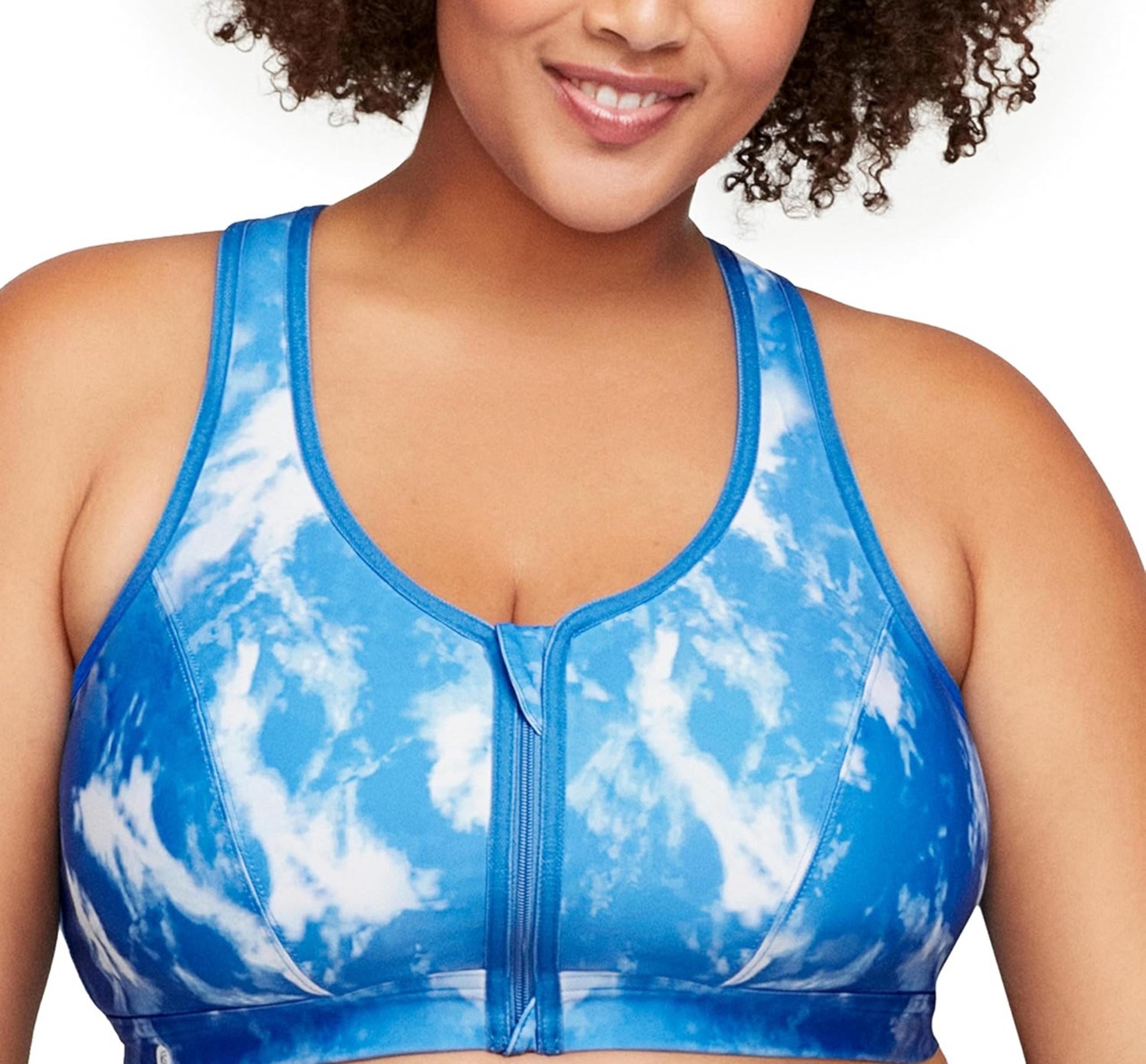 Glamorise Women's Plus Size Zip Up Front-Close Sports Bra Wirefree