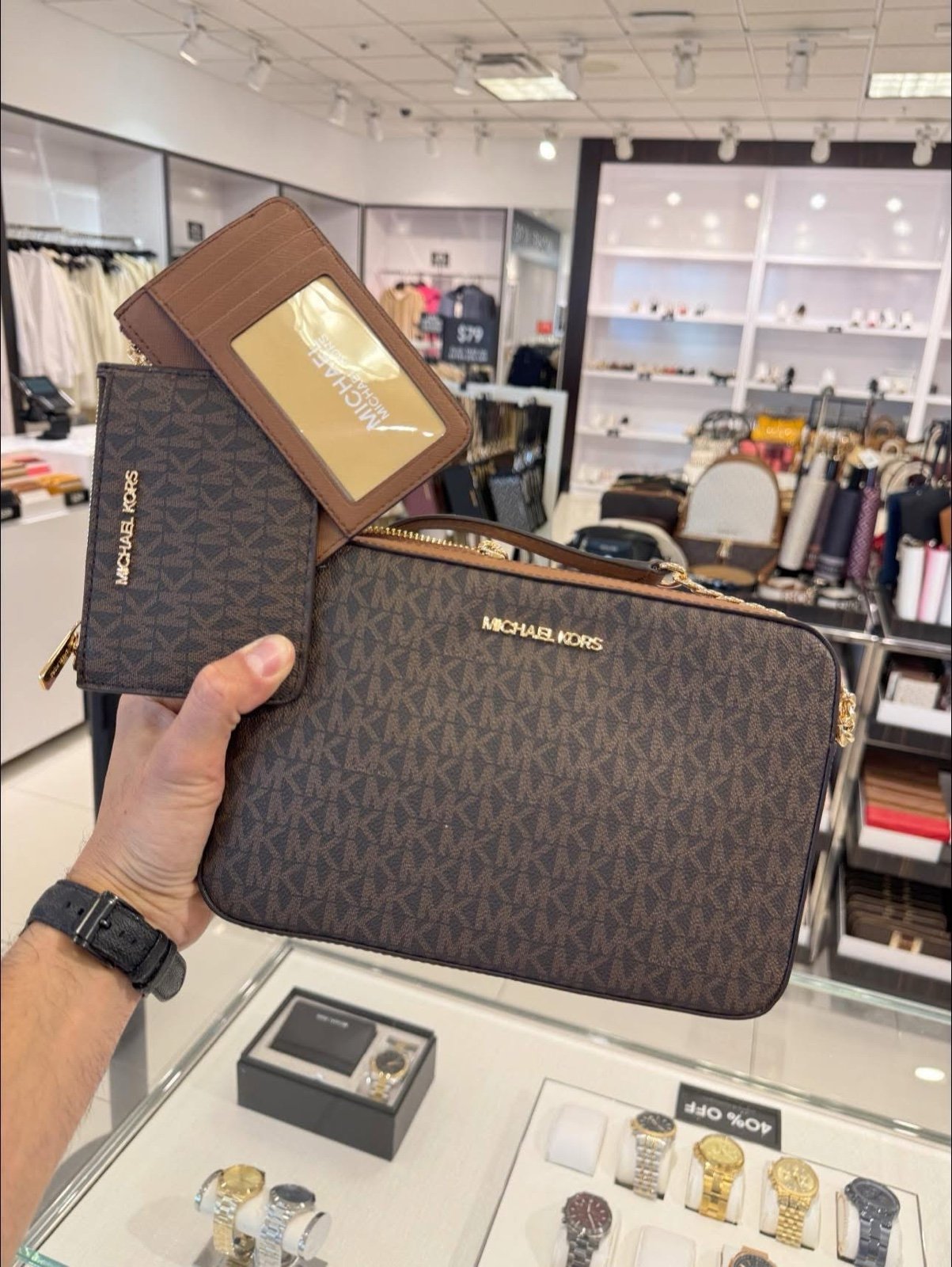 Michael Kors Signature Brown Crossbody and coinpouch